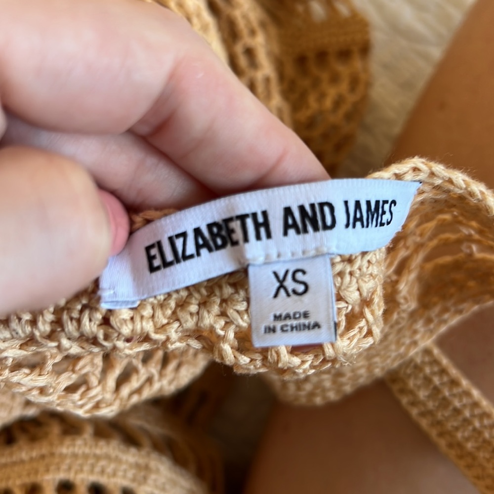 Elizabeth and James Edna Crochet Dress Tan Brown Cover Up Fitted Open Knit Sz XS - Picture 5 of 5